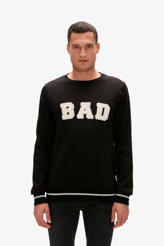 Bad Bear Felt Crewneck Erkek Siyah Sweatshirt 23.02.12.013-C01 - 1