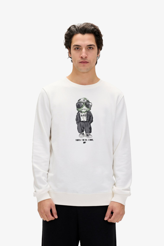 Bad Bear Gator Crewneck Erkek Beyaz Sweatshirt 24.02.12.019-C04 - 1
