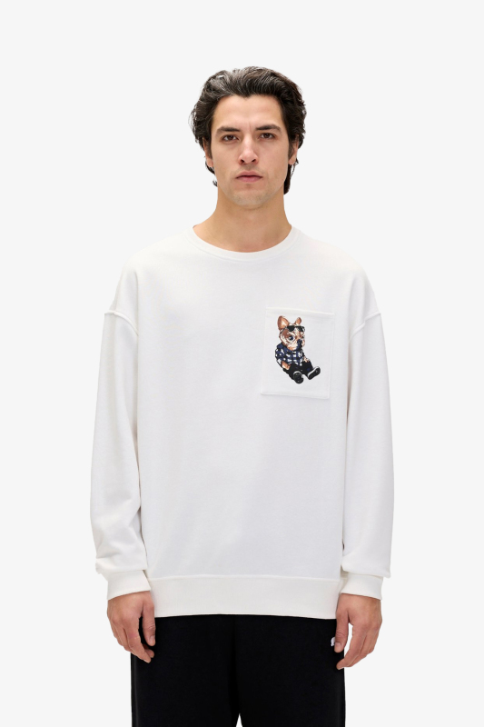 Bad Bear Javed Crewneck Erkek Beyaz Sweatshirt 24.02.12.015-C04 - 1