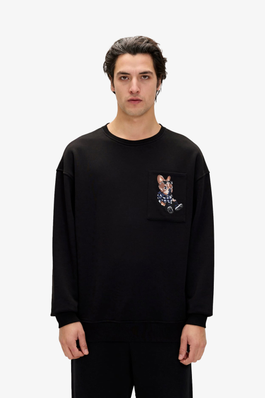 Bad Bear Javed Crewneck Erkek Siyah Sweatshirt 24.02.12.015-C01 - 1