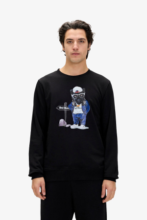 Bad Bear Panther Crewneck Erkek Siyah Sweatshirt 24.02.12.020-C01 - Bad Bear