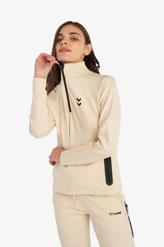 Hummel Hmlfuyu Zip Neck Kadın Bej Sweatshirt 921960-9820 - 1