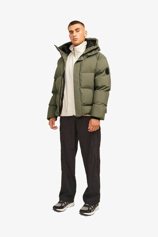 Jack & Jones Jcoalpha Puffer Erkek Yeşil Mont 12261971-DustyOlive - 2