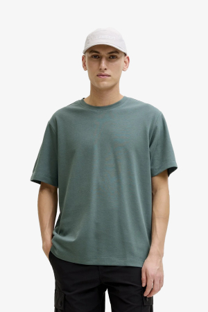 Jack & Jones Jcofusıon Badge Erkek Yeşil T-Shirt 12289962-North Atlantic - Jack & Jones