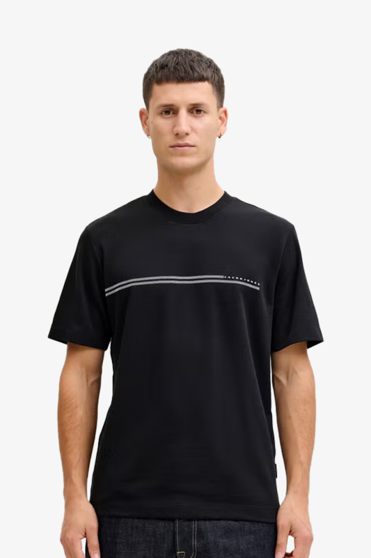 Jack & Jones Jcofusıon Chest Erkek Siyah T-Shirt 12289936-Black - 1