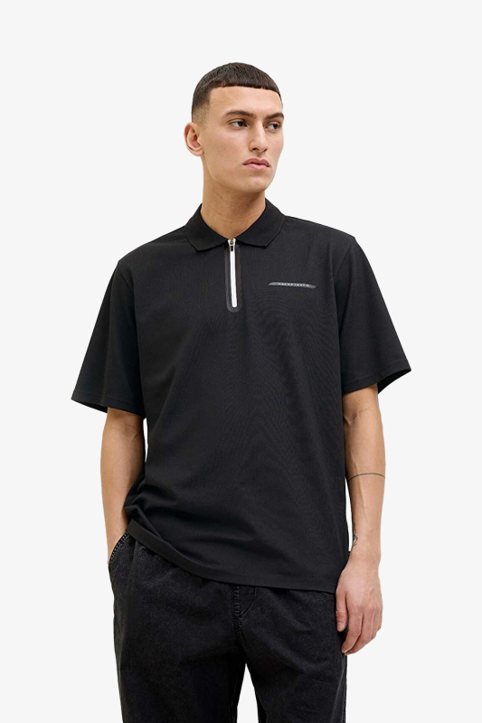 Jack & Jones Jcofusıon Pıque Polo Erkek Siyah T-Shirt 12273127-Black - 1