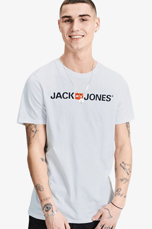 Jack & Jones Jjecorp Erkek Beyaz T-Shirt 12137126-White - 1