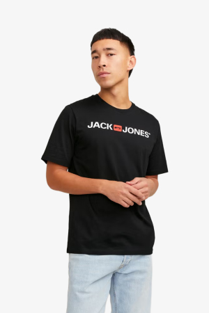 Jack & Jones Jjecorp Erkek Siyah T-Shirt 12137126-Black - Jack & Jones