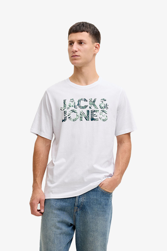 Jack & Jones Jjejeff Logo Erkek Beyaz T-Shirt 12288536-White - 1