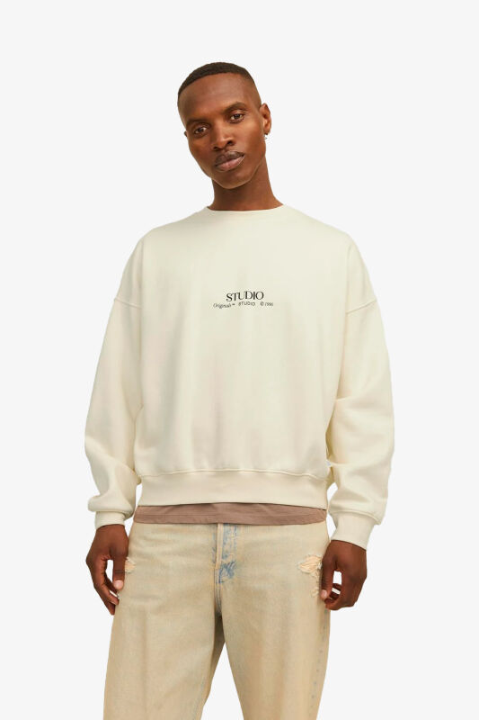 Jack & Jones Jorbrooklyn Erkek Beyaz Sweatshirt 12262881-AntiqueWhite - 1