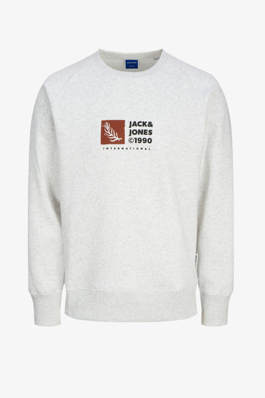 Jack & Jones Jorportland Erkek Bej Sweatshirt 12262958-BrightWhite - 1