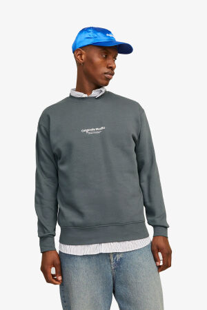 Jack & Jones Jorvesterbro Sweat Crew Neck Noos Erkek Gri Sweatshirt 12241694-IronGate - 1