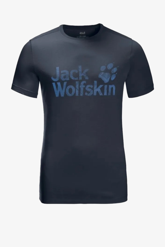 Jack Wolfskın Brand Logo T Erkek Mavi T-Shirt 1807261-1010 - 1