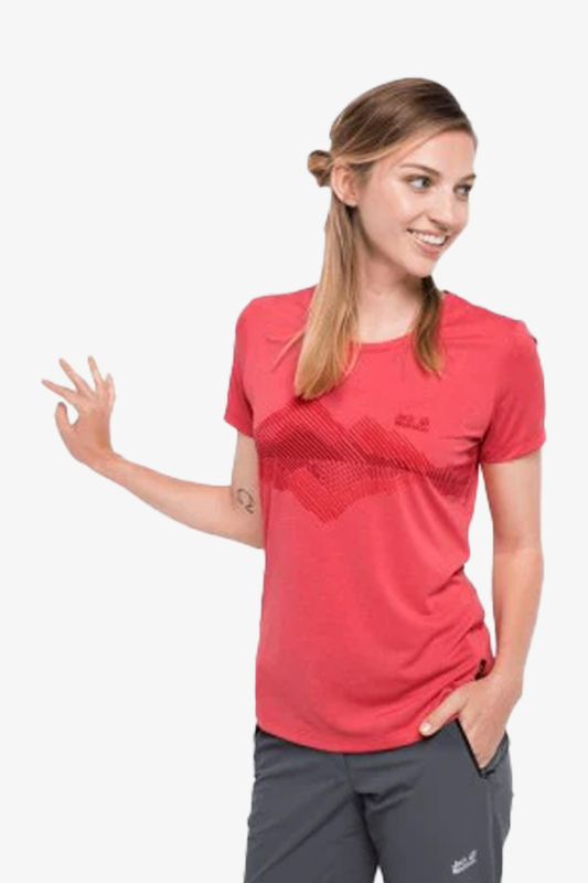 Jack Wolfskın Crosstraıl Graphıc T Kadın Kırmızı T-Shirt 1807211-2058 - 1