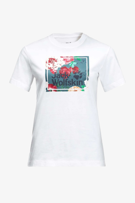 Jack Wolfskın Flower Logo T Kadın Beyaz T-Shirt 1808341-5018 - 1