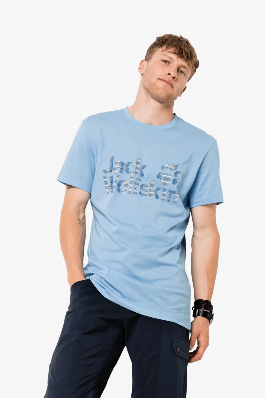 Jack Wolfskın Logo Ocean T Erkek Mavi T-Shirt 1806971-1261 - 1