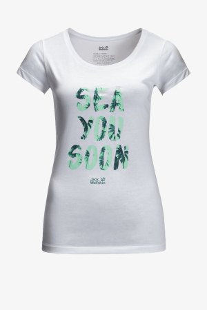 Jack Wolfskın Sea You Soon T Kadın Beyaz T-Shirt 1806392-5018 - Jack Wolfskin