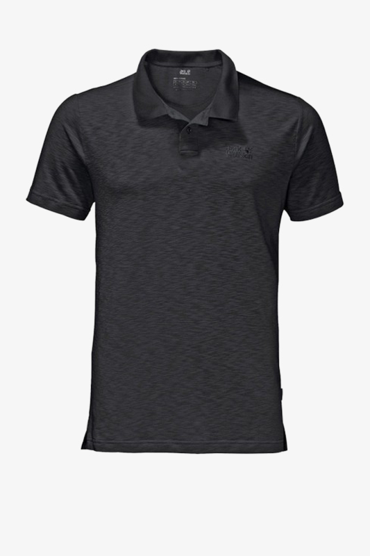 Jack Wolfskin Travel Polo Men Erkek Siyah T-Shirt 1804542-6000 - 1