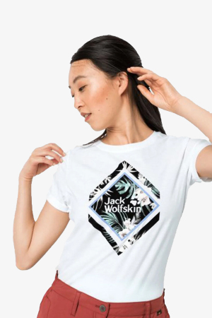 Jack Wolfskın Tropıcal Square T Kadın Beyaz T-Shirt 1806931-5018 - Jack Wolfskin