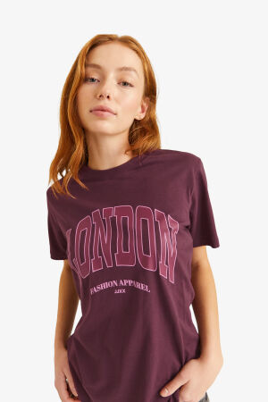 JJXX Jxmerle Kadın Bordo T-Shirt 12260607-Sassafras - 2