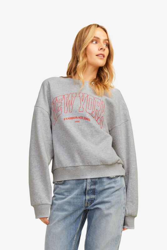 JJXX Jxmerle Kadın Gri Sweatshirt 12260608-LightGreyMelange - 1