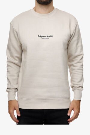 Jack & Jones Jorvesterbro Sweat Crew Neck Noos Erkek Bej Sweatshirt 12241694-Moonb - JACK & JONES