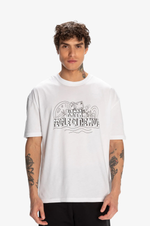 Kappa Logo Fred Erkek Beyaz T-Shirt 321W7VW-001 - Kappa