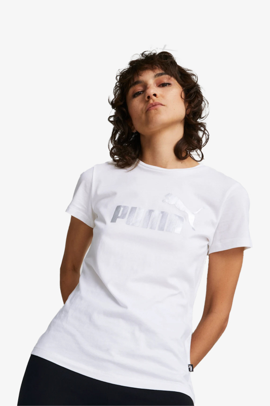 Puma Ess+ Metallic Logo Erkek Beyaz T-Shirt 848303 02 - 1