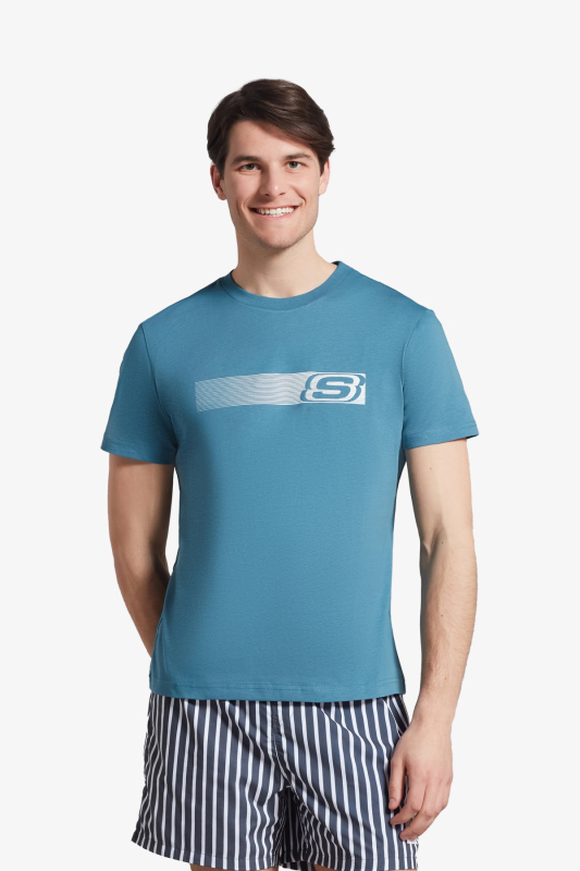 Skechers M Graphic Erkek Mavi T-Shirt S212196-405 - 1