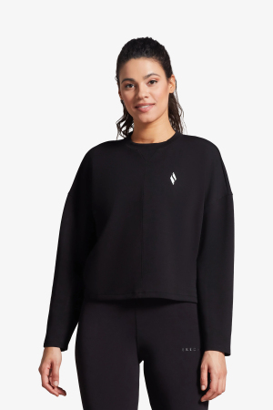 Skechers Soft Touch Shinny Logo Cre Neck Kadın Siyah Sweatshirt S231144-001 - Skechers