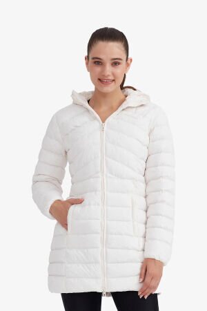 Skechers W Essential Maxi Length Hooded Jacket Kadın Beyaz Mont S212005-102 - Skechers