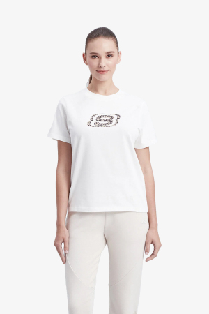 Skechers W Leopard Print Kadın Beyaz T-Shirt S212922-100 - Skechers