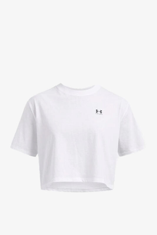 Under Armour W Boxy Crop Logo Ss Kadın Beyaz T-shirt 1386845-100 - 2