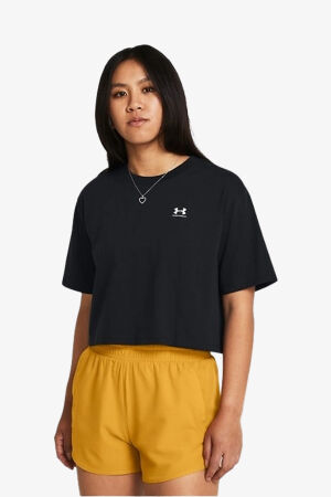 Under Armour W Boxy Crop Logo Ss Kadın Siyah T-shirt 1386845-001 - 1